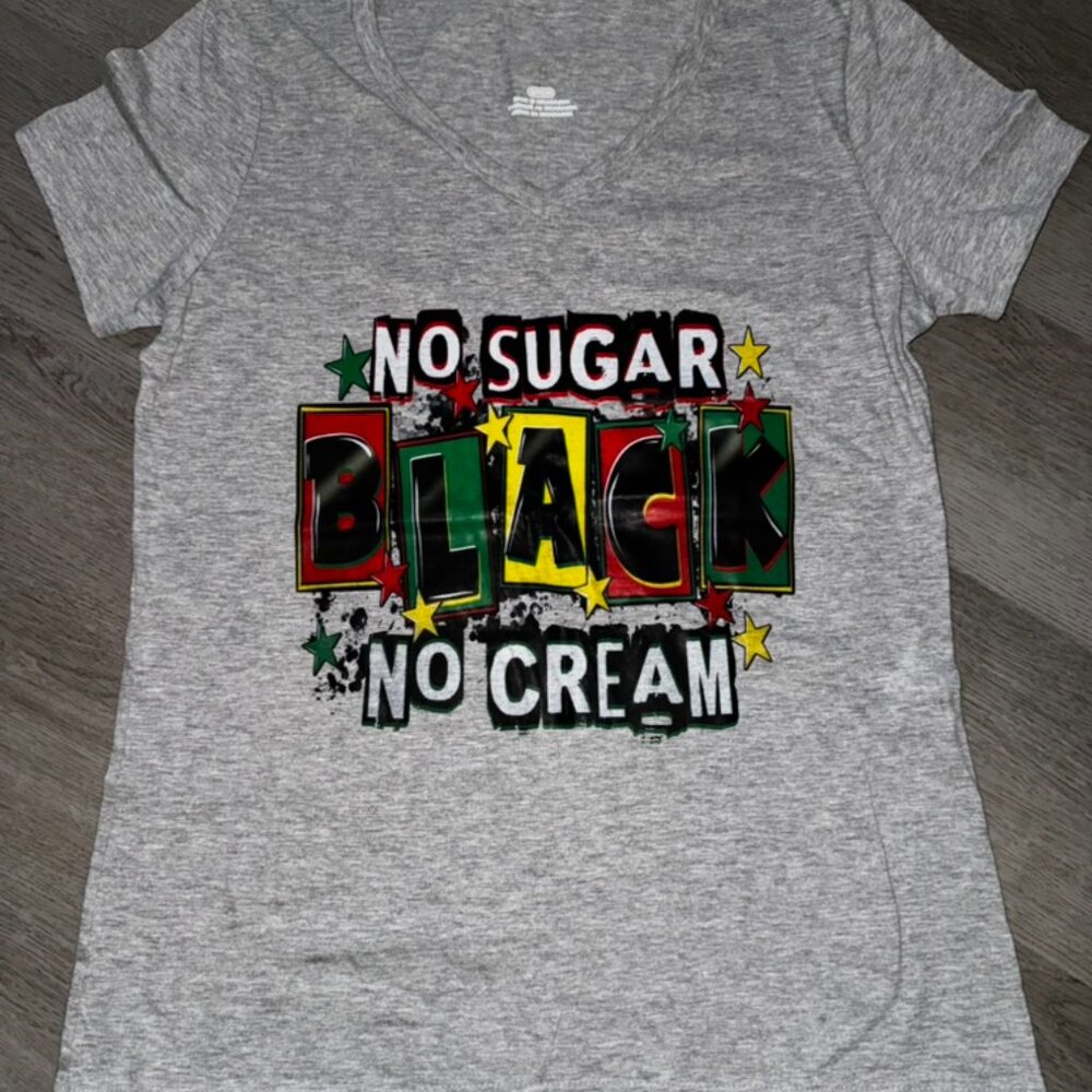 Grey, No sugar, No cream, Custom made T-shirt